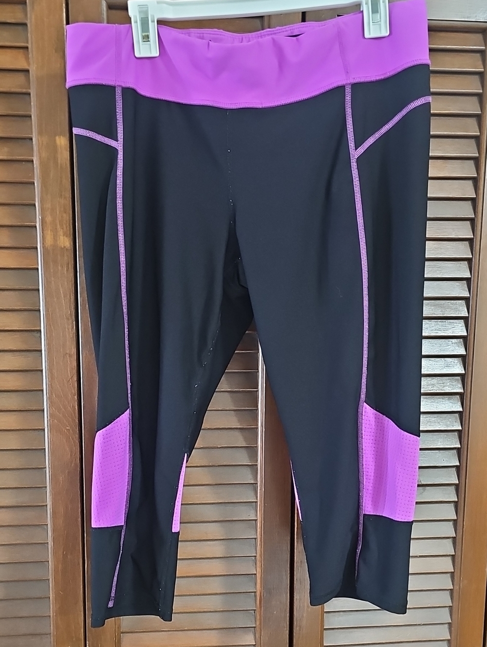Women’s Black Capris with Purple Accent